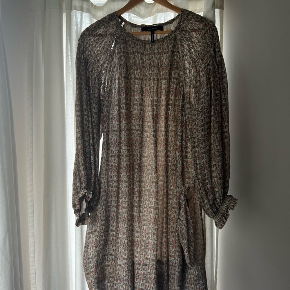 Isabel Marant Patterned Long Sleeve Silk Dress